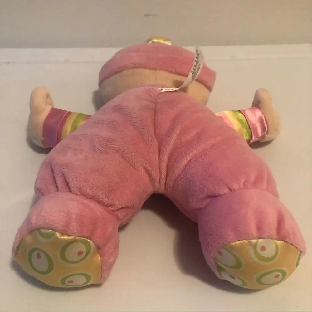 Fischer Price Baby’s First Rattle Doll Pink Plush Stripes & Circles 2008